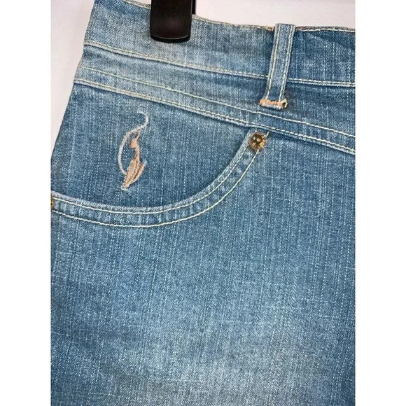 baby phat vintage womens sz 5 denim blue jean shorts stretch embroidered Y2K NWT - Picture 2 of 8